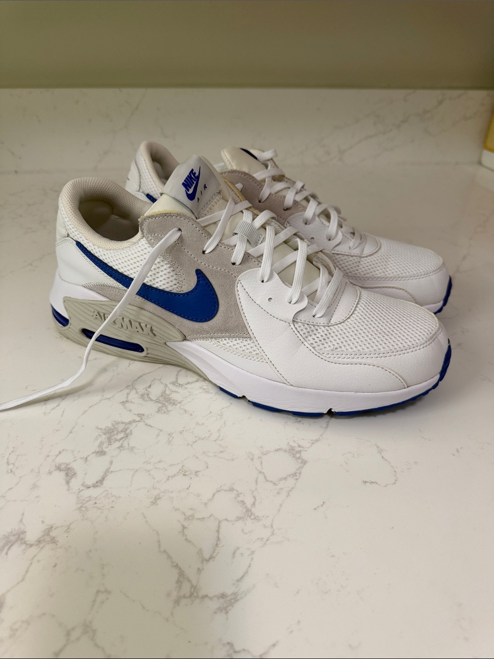 Nike White and Blue Retro Runner Sneakers